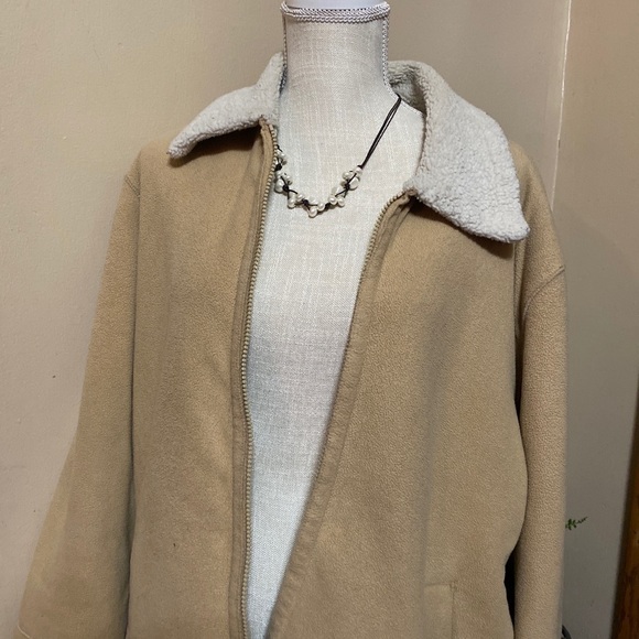 North Crest Classic Womens L 10-12 Lt Beige Zip Front Fleece Jacket. - Picture 4 of 11